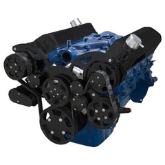 BluePrint Engines SBF 302/351W FRONT ACCESSORY DRIVE, FULL SERPENTINE W/ ALT, PS, WP, AC, BRACKETS, BOLTS BPP302FDACPS4BK