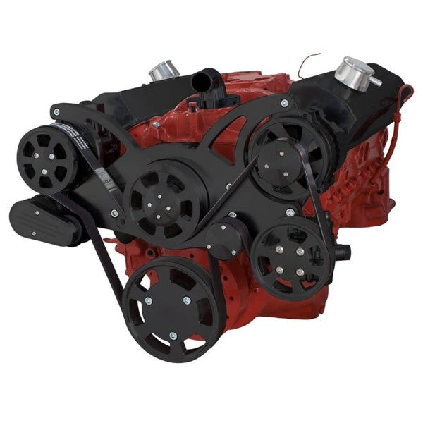 BluePrint Engines SBC FRONT ACCESSORY DRIVE, FULL SERPENTINE W/ ALT, PS, WP, AC, BRACKETS, BOLTS BPP350FDACPS4BK