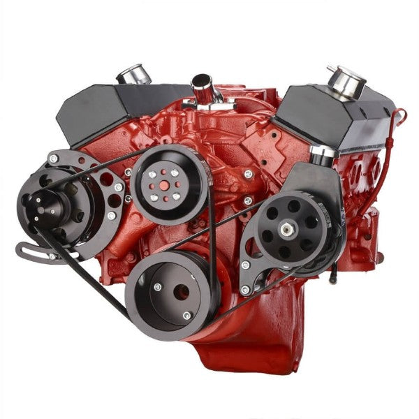 BluePrint Engines SBC FRONT ACCESSORY DRIVE, DUAL-BELT QUICK SERPENTINE W/ ALT, PS, WP, BRACKETS, BOLTS BPP350FDPS3BK