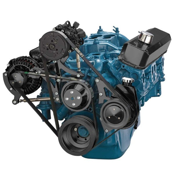BluePrint Engines SB MOPAR FRONT ACCESSORY DRIVE, DUAL-BELT QUICK SERPENTINE W/ ALT, PS, WP, AC, BRACKETS, BOLTS BPP360FDACPS3BK