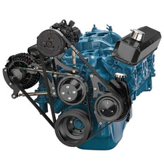 BluePrint Engines SB MOPAR FRONT ACCESSORY DRIVE, DUAL-BELT QUICK SERPENTINE W/ ALT, PS, WP, AC, BRACKETS, BOLTS BPP360FDACPS3BK