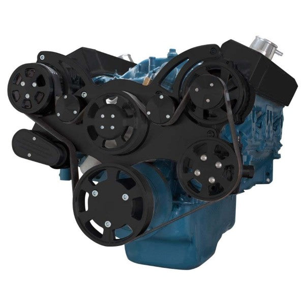 BluePrint Engines SB MOPAR FRONT ACCESSORY DRIVE, FULL SERPENTINE W/ ALT, PS, WP, AC, BRACKETS, BOLTS BPP360FDACPS4BK