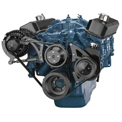 BluePrint Engines SB MOPAR FRONT ACCESSORY DRIVE, DUAL-BELT QUICK SERPENTINE W/ ALT, PS, WP, BRACKETS, BOLTS BPP360FDPS3BK