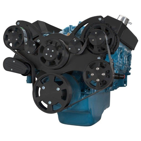 BluePrint Engines SB MOPAR FRONT ACCESSORY DRIVE, FULL SERPENTINE W/ ALT, PS, WP, BRACKETS, BOLTS BPP360FDPS4BK