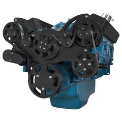 BluePrint Engines SB MOPAR FRONT ACCESSORY DRIVE, FULL SERPENTINE W/ ALT, PS, WP, BRACKETS, BOLTS BPP360FDPS4BK