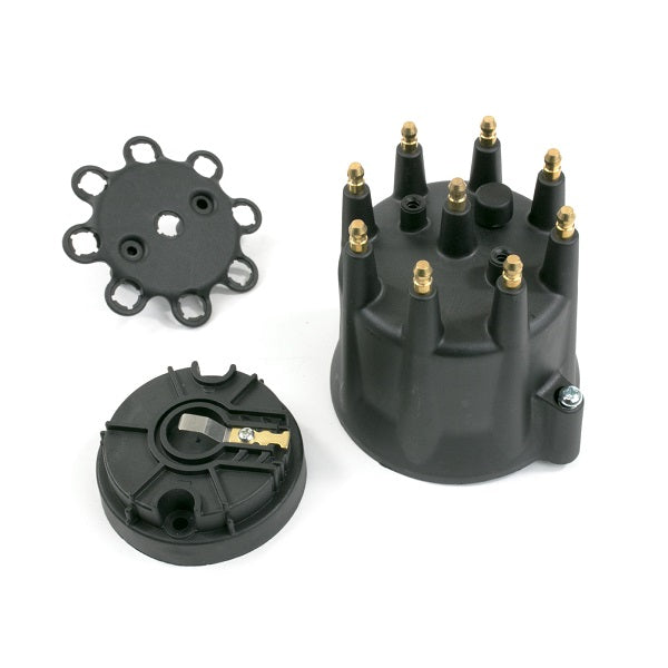 BluePrint Engines PRO BILLET READY TO RUN DISTRIBUTOR CAP and ROTOR KIT, MALE CAP, BLACK BPP6973BK