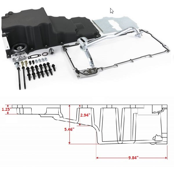 BluePrint Engines LS Oil Pan Swap Kit, Low Profile Oil Pan Kit for HotRod / Muscle Car Engine Swap, Black BPP81073BK