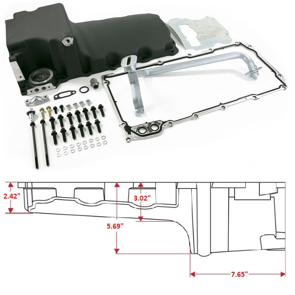 BluePrint Engines LS Oil Pan Swap Kit, Rear Sump Oil Pan Kit for  Muscle Car / Truck Engine Swap, Black BPP81074BK
