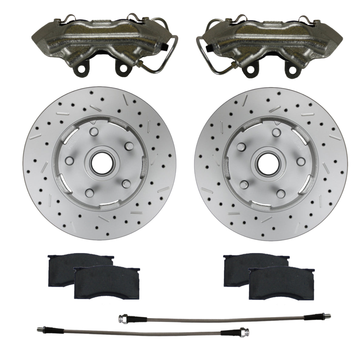 LEED Brakes Front Disc Brake Upgrade Kit with Drilled and Slotted Rotors and Zinc Plated Calipers CC0001RKX