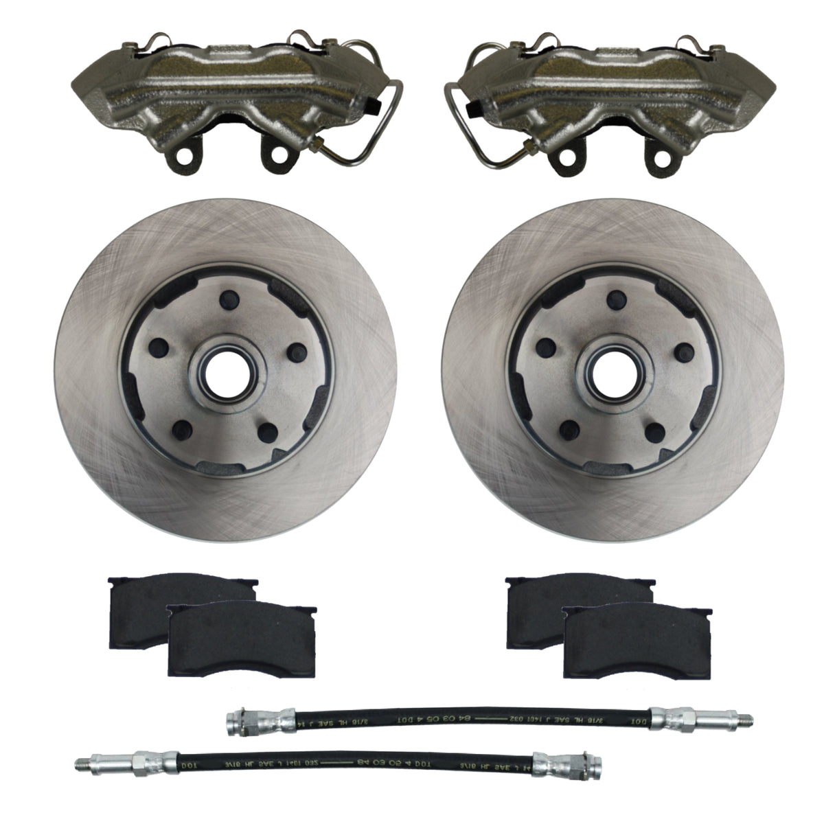 LEED Brakes Front Disc Brake Upgrade Kit with Plain Rotors and Zinc Plated Calipers CC0001RK
