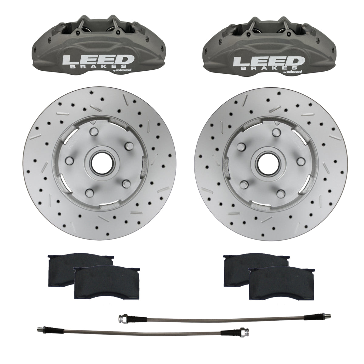 LEED Brakes Front Disc Brake Upgrade Kit with Drilled and Slotted Rotors and Anodized Calipers CC0005RKX