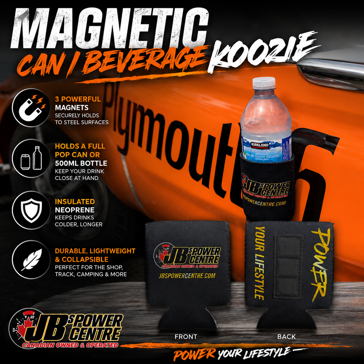 JBs Power Centre Magnetic Can & Bottle Koozie
