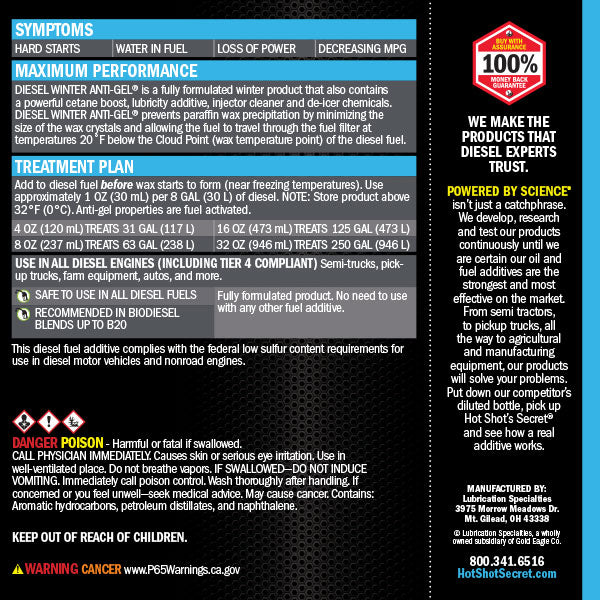 Hot Shots Secret DIESEL WINTER ANTI-GEL™ 7-in-1 Fuel Booster - 16 OZ SQUEEZE P403316ZSP