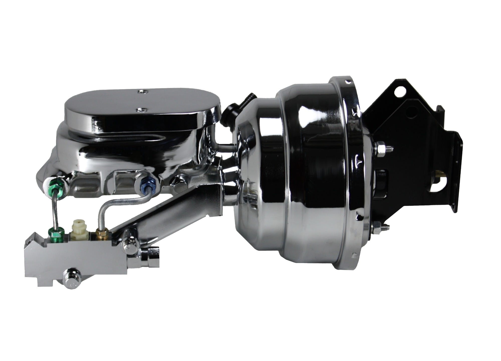 LEED Brakes E96B2 8 in Dual Power Booster , 1-1/8in Bore, side valve, disc/drum (Chrome)