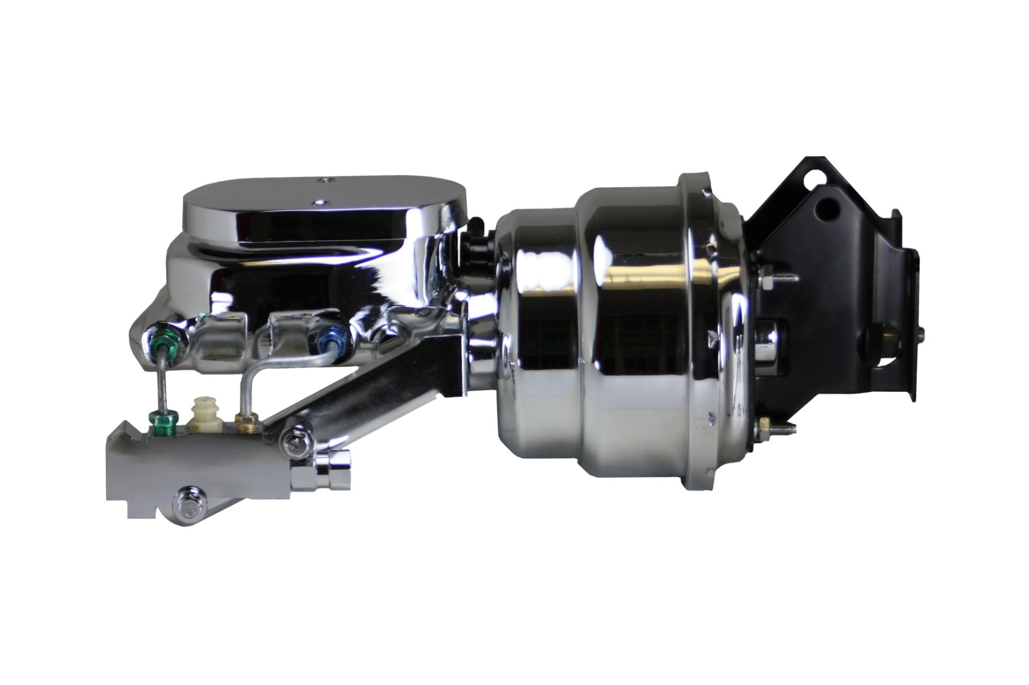 LEED Brakes ET6B2 7 in Dual Power Booster , 1-1/8in Bore, side valve, disc/drum (Chrome)