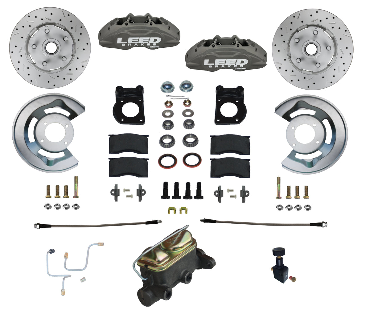 LEED Brakes Manual Front Disc Brake Conversion Kit with Drilled and Slotted Rotors and Anodized Calipers FC0005-405X