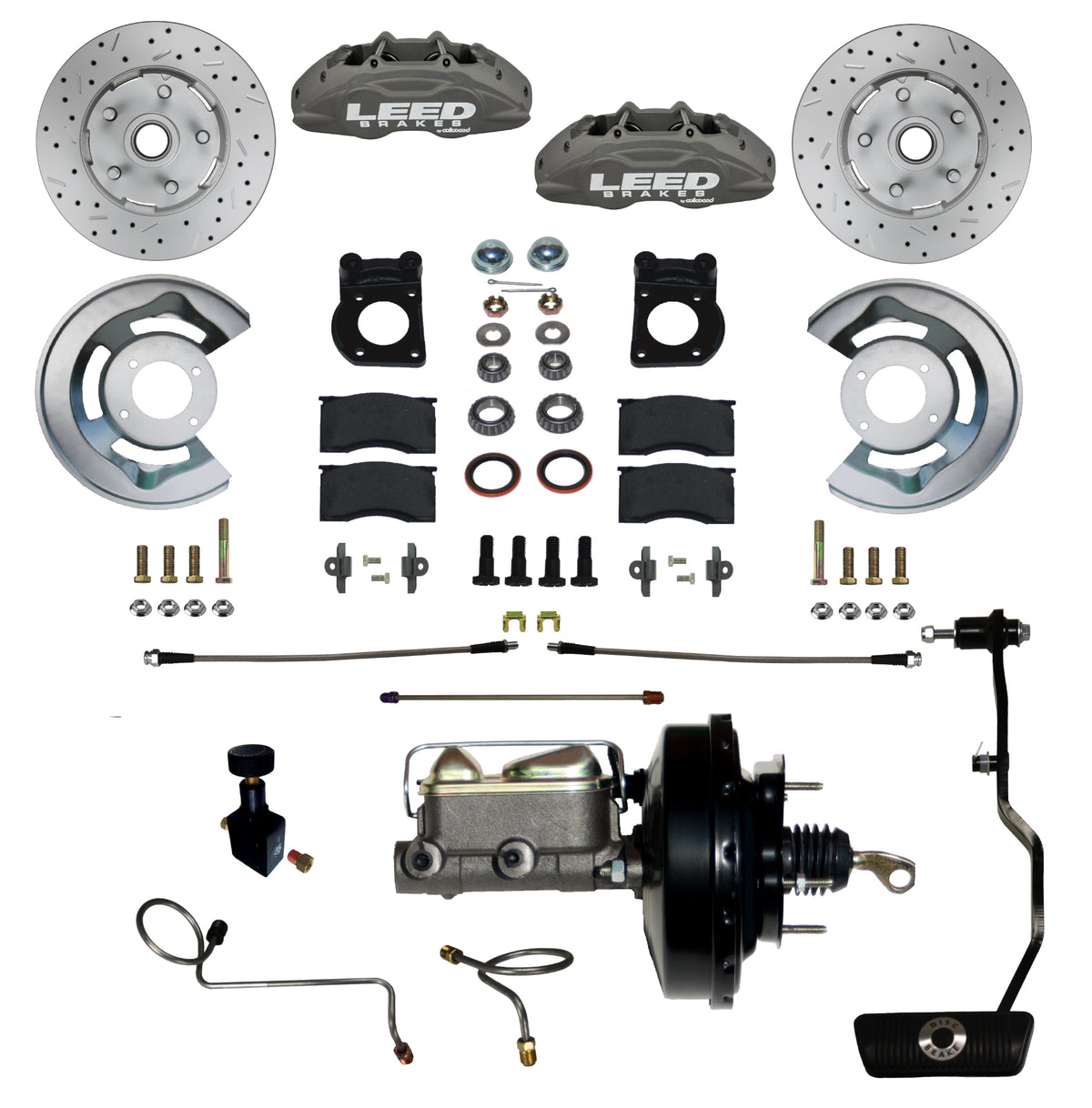 LEED Brakes Power Front Disc Brake Conversion Kit with Drilled and Slotted Rotors and Anodized Calipers FC0007-3405AX