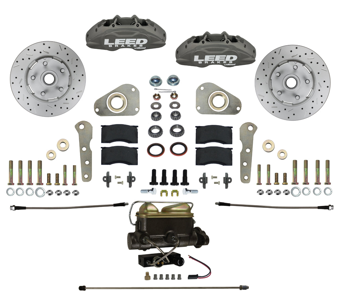 LEED Brakes Power Front Disc Brake Conversion Kit with Drilled and Slotted Rotors and Anodized Calipers FC0026-405PX