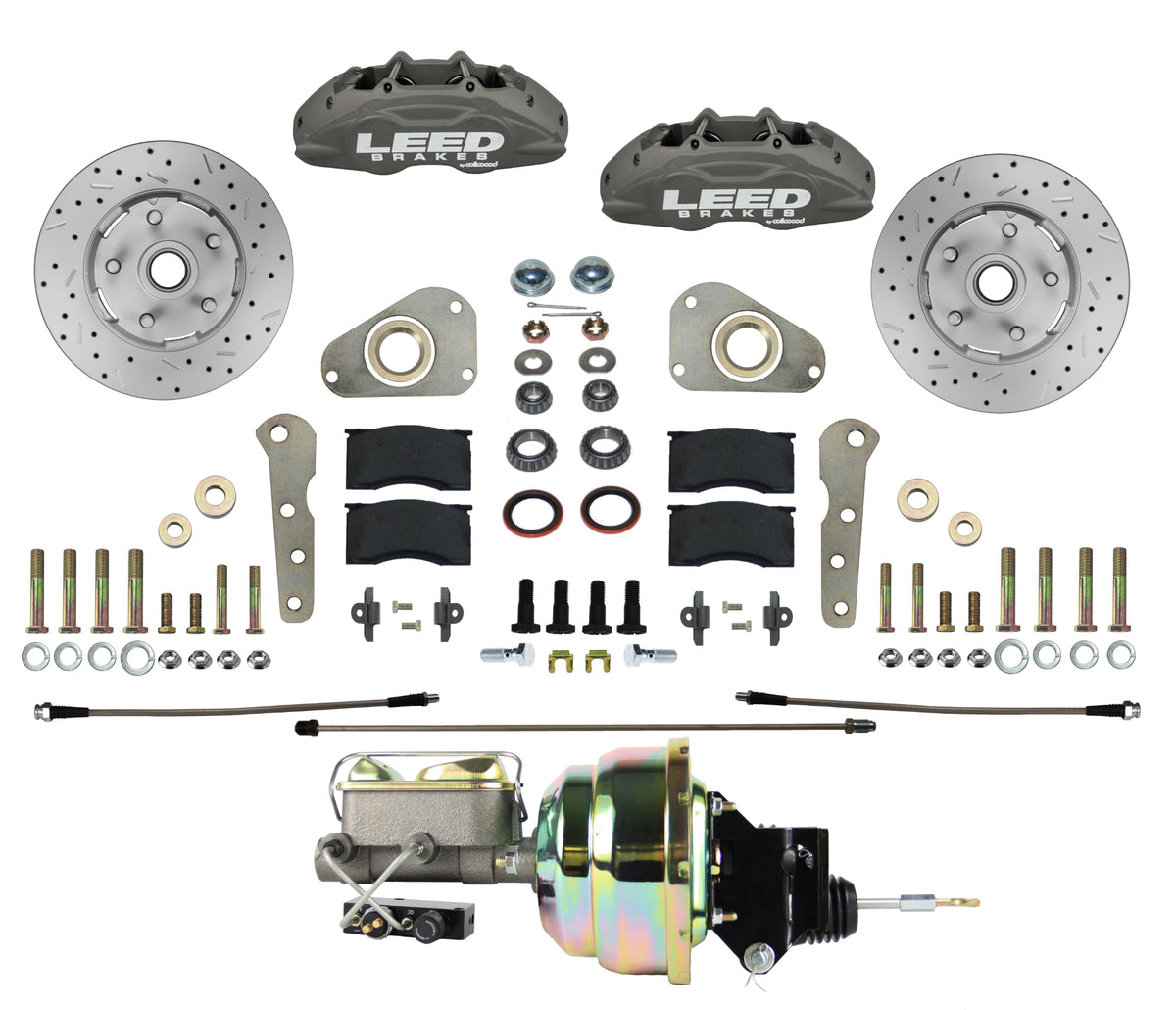 LEED Brakes Power Front Disc Brake Conversion Kit with Drilled and Slotted Rotors and Anodized Calipers FC0026-Y307X