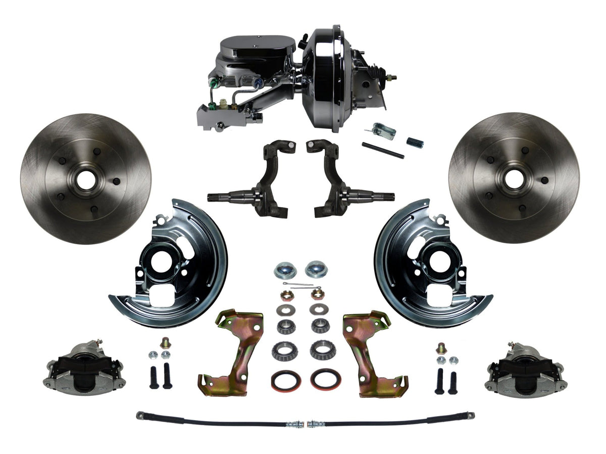 LEED Brakes FC1002-F6B2 Power Front Disc Kit - 9 in - Disc Drum - Chrome