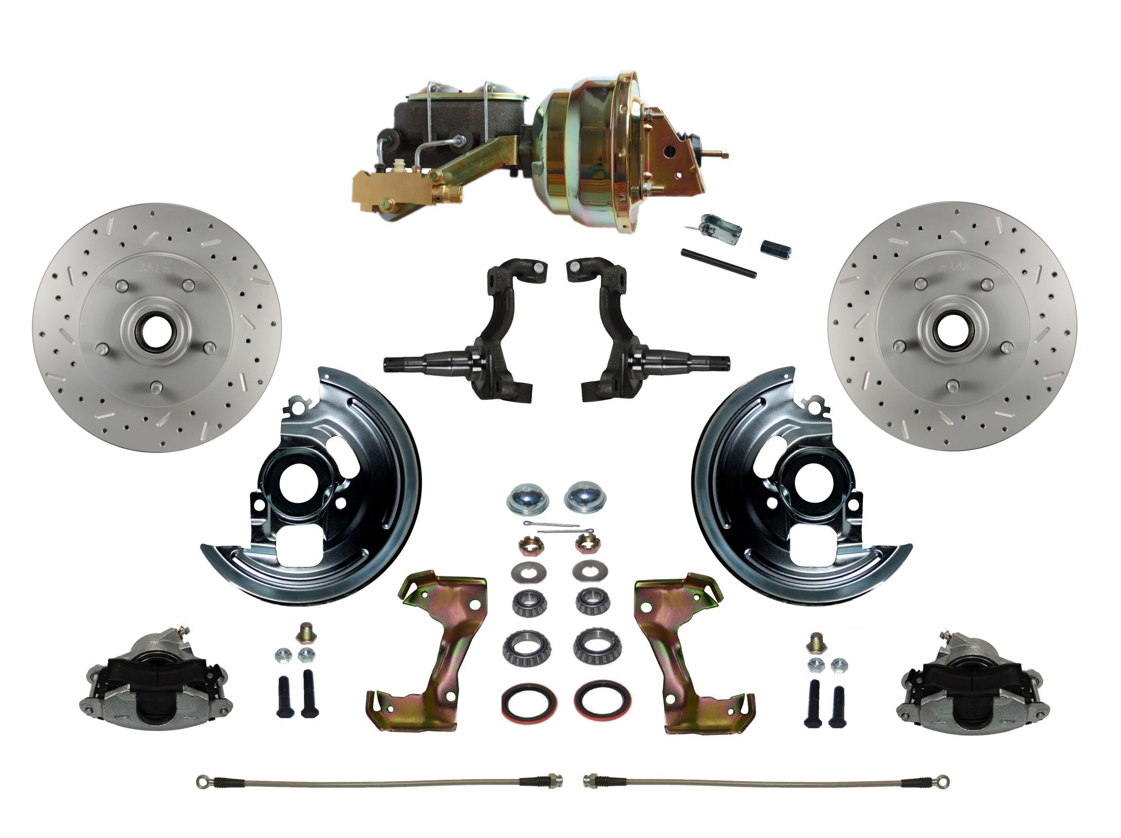 LEED Brakes FC1002-M1A3X Power Front Disc Kit - 8 in - Disc Disc - MaxGrip XDS - Zinc