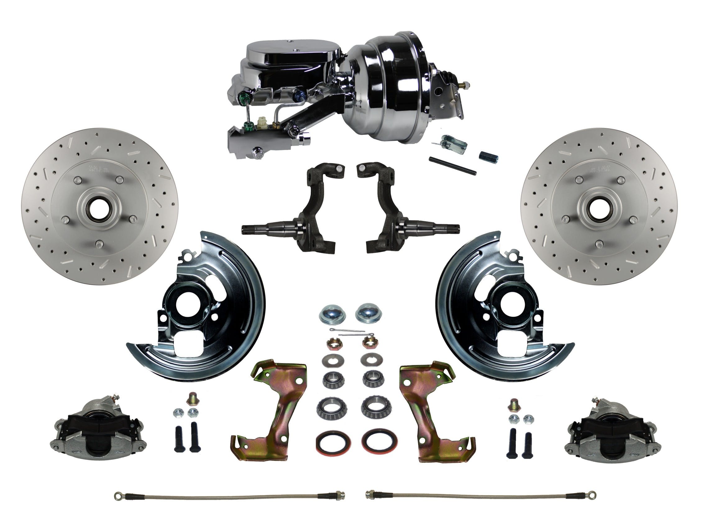 LEED Brakes FC1002-N6B2X Power Front Disc Kit - 8 in - Disc Drum - MaxGrip XDS - Chrome