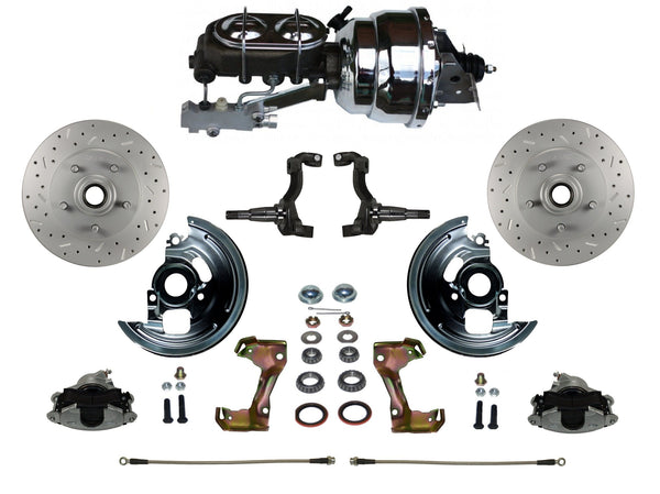 LEED Brakes FC1002-NBB2X Power Front Disc Kit - 8 in - Disc Drum - MaxGrip XDS - Chrome