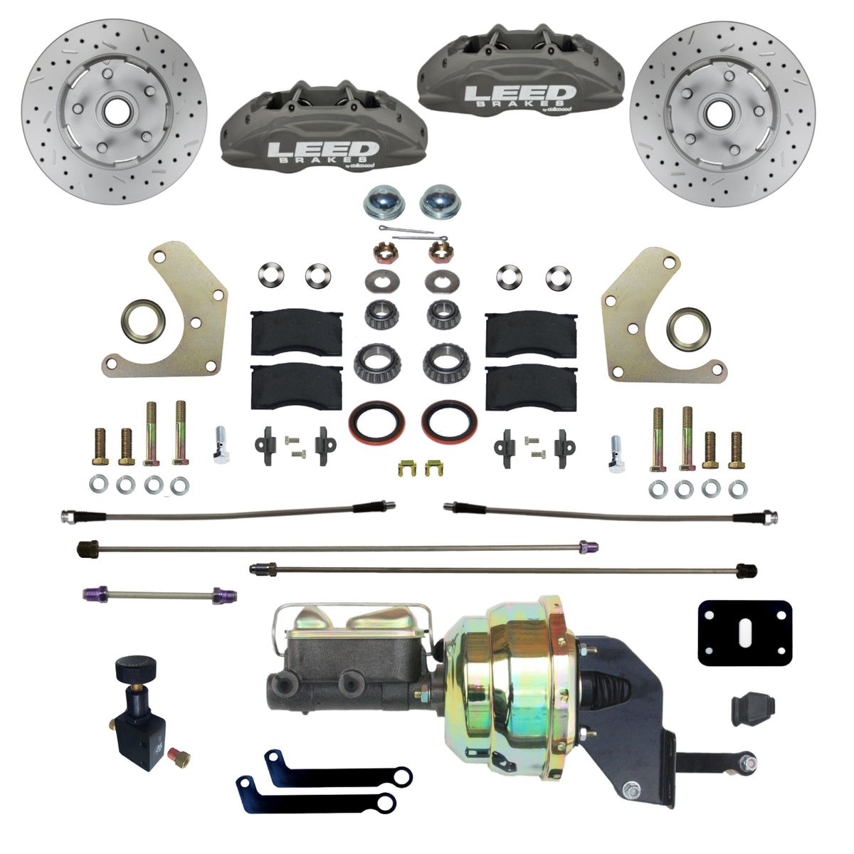 LEED Brakes Power Front Disc Brake Conversion Kit with Drilled and Slotted Rotors and Anodized Calipers FC2004-8405X