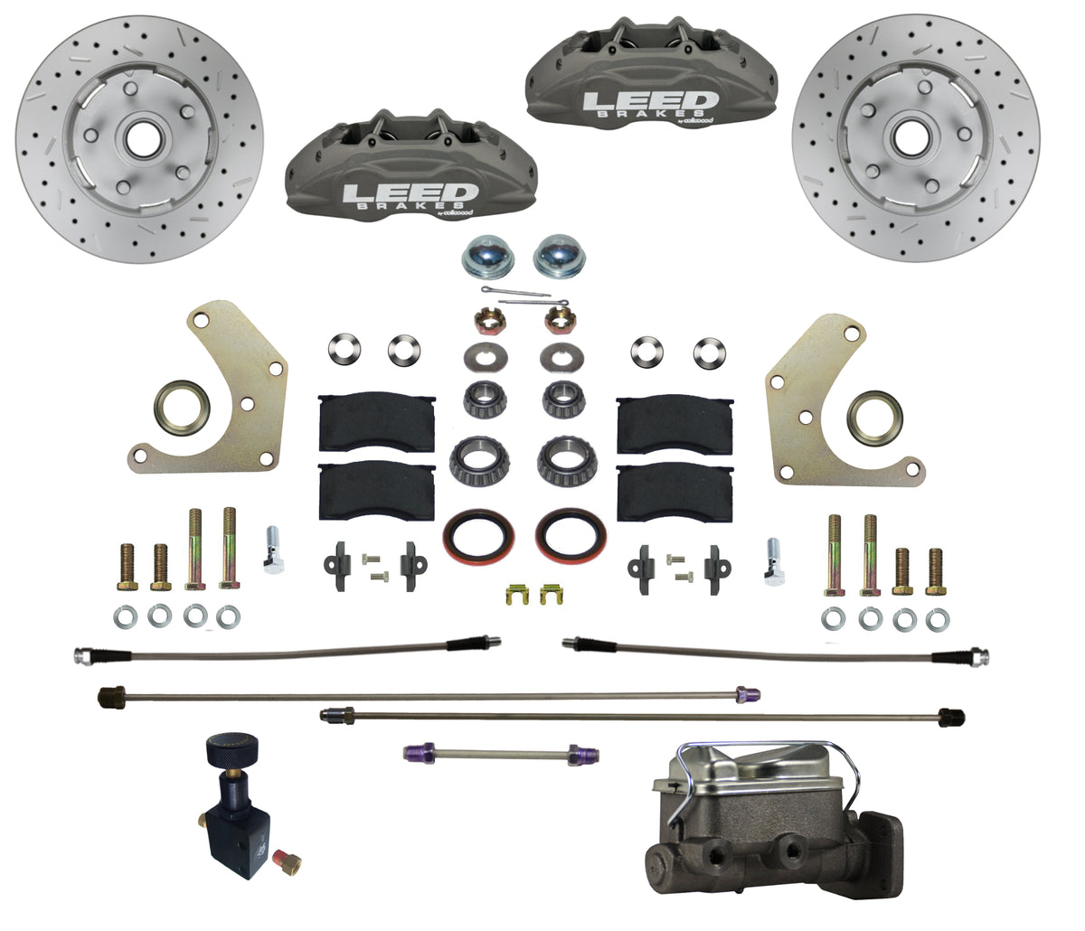 LEED Brakes Power Front Disc Brake Conversion Kit with Drilled and Slotted Rotors and Anodized Calipers FC2004-C05PX