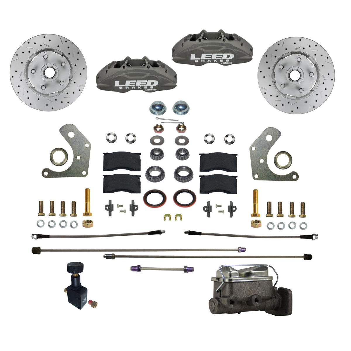 LEED Brakes Power Front Disc Brake Conversion Kit with Drilled and Slotted Rotors and Anodized Calipers FC2006-C05PX
