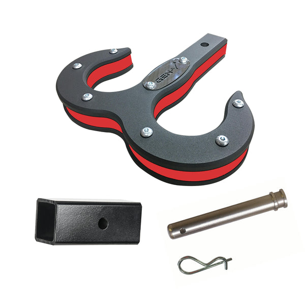 GEN-Y Hitch GH-0071-R Hulk 2.0 Tow Hook 16K 2in Shank Black/Red with GH-009 Reducer Sleeve GH-099 Pin