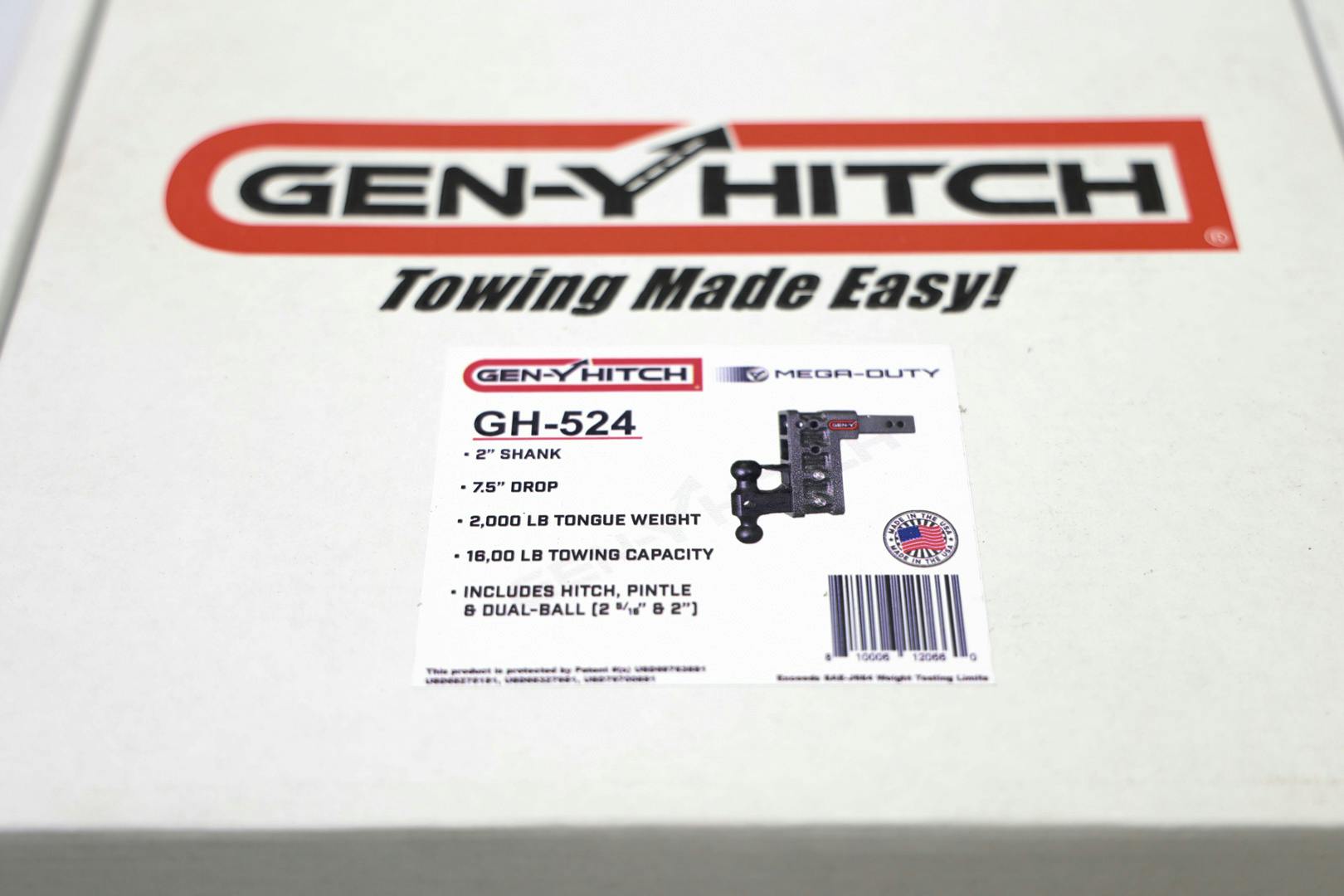 GEN-Y Hitch GH-524 Mega-Duty 2in Shank 7.5in Drop 2K TW 16K Hitch and GH-051 Dual-Ball and GH-032