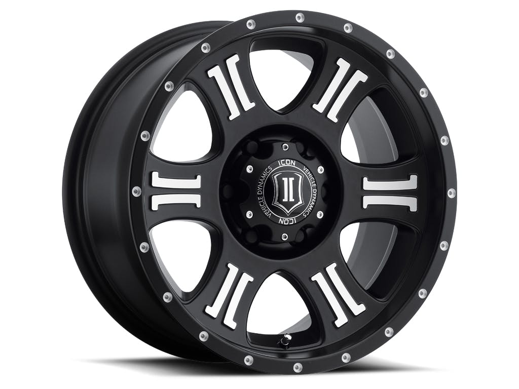 ICON Alloys 1017856350MB Shield Satin Black Mach - 17 X 8.5 / 6 X 135 / 6mm / 5 bs