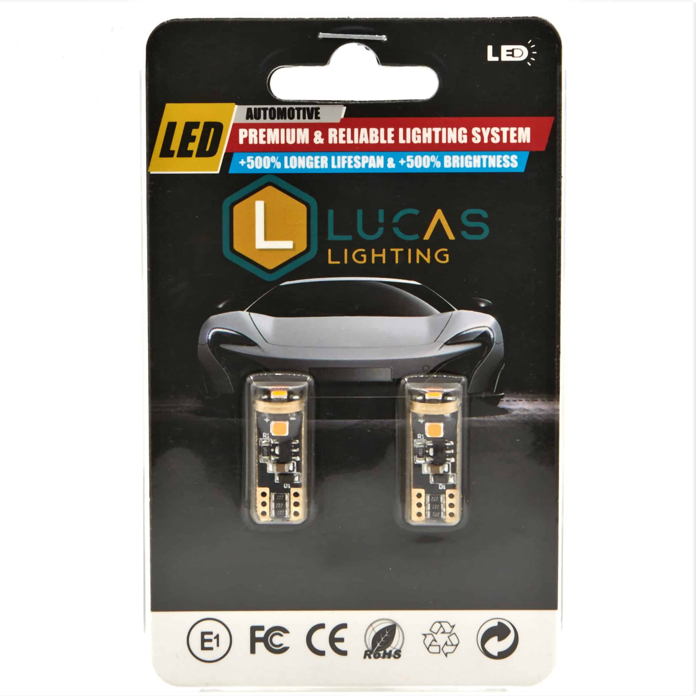 Lucas Lighting,T10 194 Digital Canbus Bulb with Fuse (Amber)