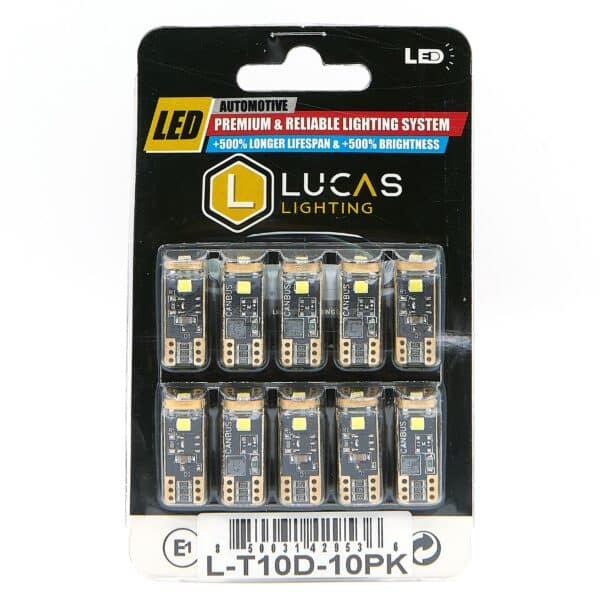Lucas Lighting,T10D 194 Digital Canbus Bulb with Fuse 5 PAIR PACK (White)