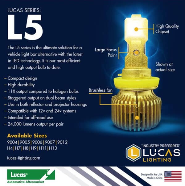 Lucas Lighting,L5-9007 PAIR Dual output.  Replaces 9007,HB5