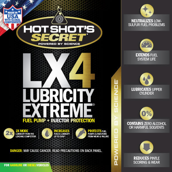Hot Shots Secret LX4 LUBRICITY EXTREME Fuel Additive - 16 OZ SQUEEZE LX416ZSP