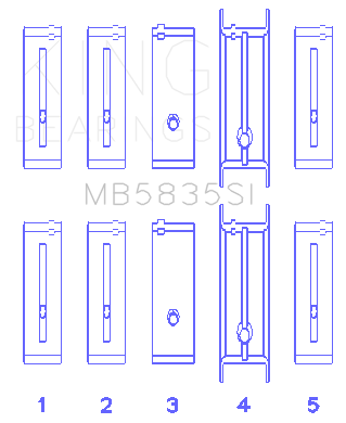 King Engine Bearings Inc MB5835SI MAIN BEARING SET For CHEVROLET 121ci, LN2 134ci +.002 OS/OD version of MB5088SI