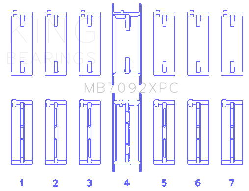 King Engine Bearings Inc MB7092XPC0.25 MAIN BEARING SET For NISSAN RB26DETT, 24V