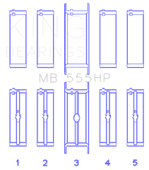 King Engine Bearings Inc MB 555HP 020 MAIN BEARING SET For CHRYSLER 350, 361, 383, 403