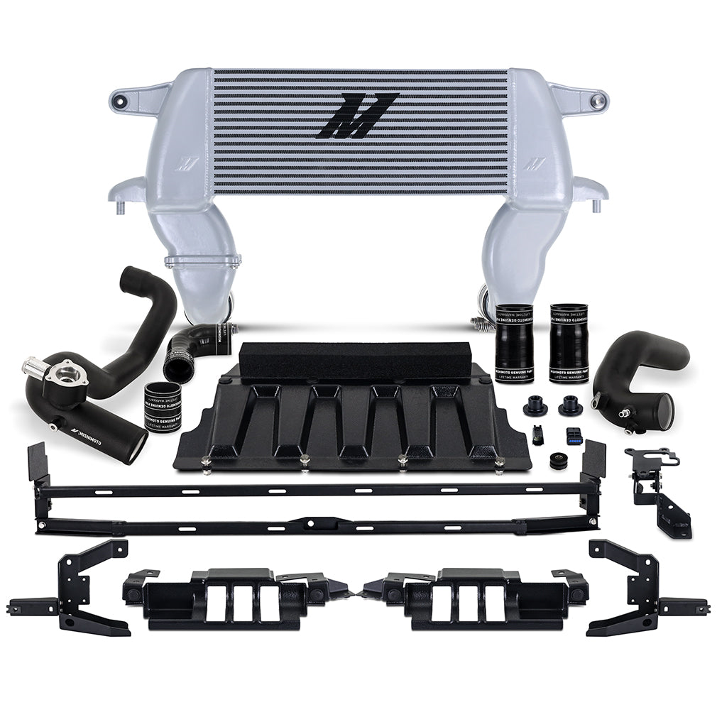 Mishimoto MMINT-BR23-21HKSLBK High-mount Intercooler Kit 2021+ Ford Bronco 2.3L Silver Core Black Pipes  MMINT-BR23-21HKSLBK