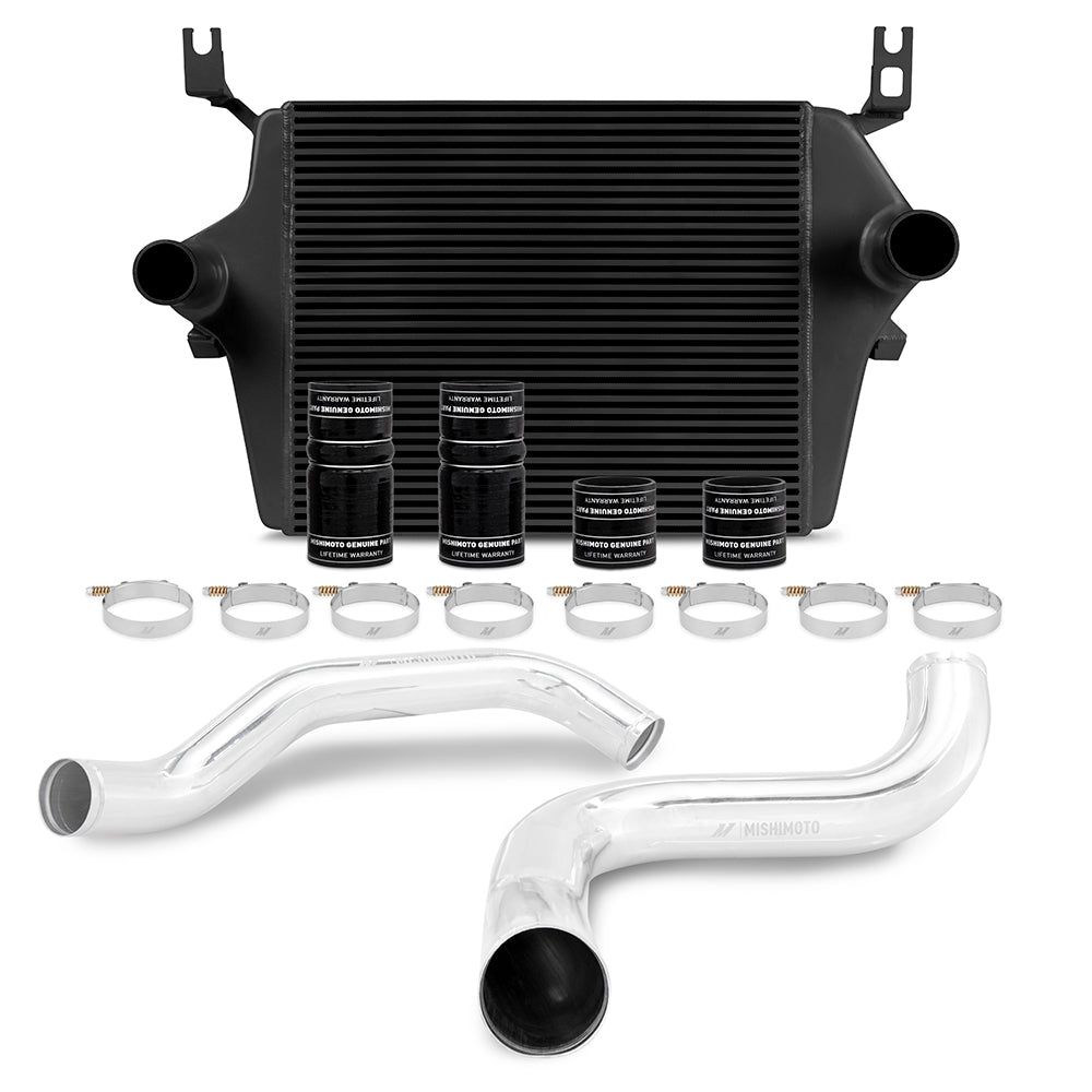 Mishimoto MMINT-F2D-99KBKP Ford 7.3L Powerstroke Intercooler Kit 1999-2003 Black Cooler Polished Pipes  MMINT-F2D-99KBKP