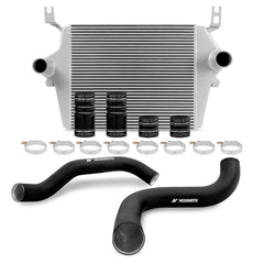 Mishimoto MMINT-F2D-99KSLBK Ford 7.3L Powerstroke Intercooler Kit 1999-2003 Silver Cooler Black Pipes  MMINT-F2D-99KSLBK