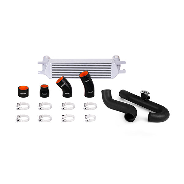 Mishimoto MMINT-MUS4-15KWSL Ford Mustang EcoBoost Intercooler Kit 2015-2023 Silver w/ Black Pipes  MMINT-MUS4-15KWSL