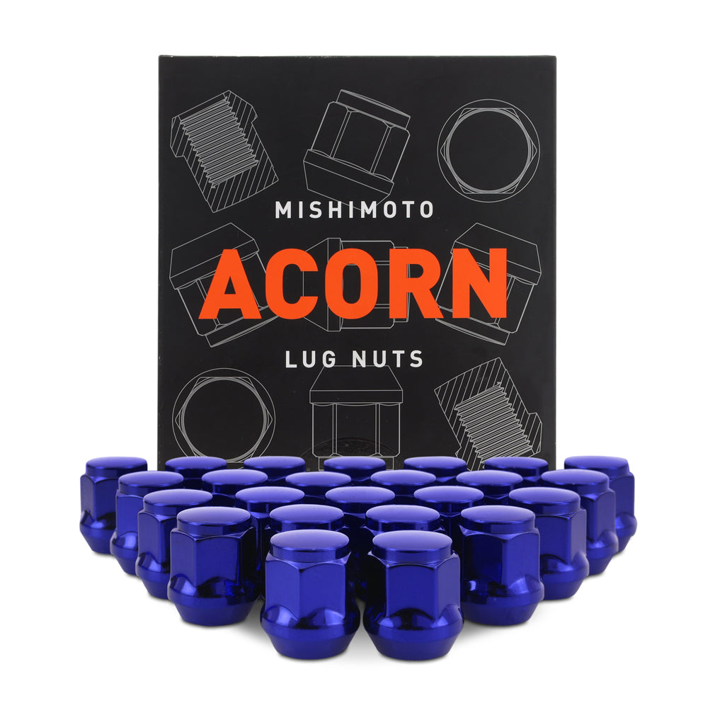 DISCONTINUED - Mishimoto MMLG-AC1215-24BL Mishimoto Steel Lug Nuts M12x1.5 Acorn Seat 24pc Set Blue  MMLG-AC1215-24BL