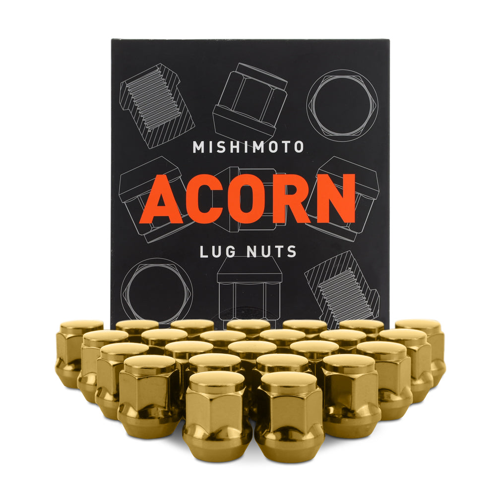 Mishimoto MMLG-AC1415-24GD Mishimoto Steel Lug Nuts M14x1.5 Acorn Seat 24pc Set Gold  MMLG-AC1415-24GD