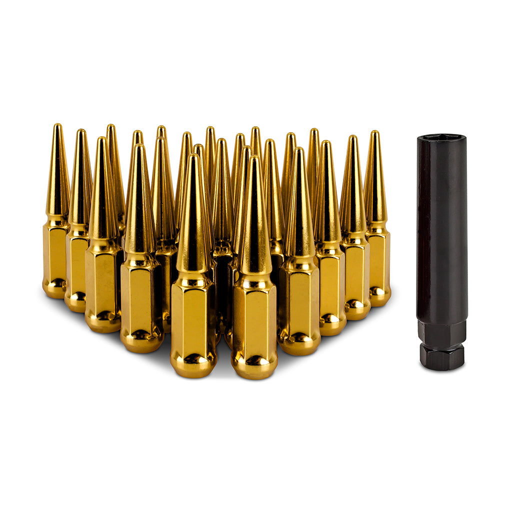 Mishimoto MMLG-SP1415-24GD Mishimoto Spiked Lug Nuts M14x1.5 24-PC Set  MMLG-SP1415-24GD
