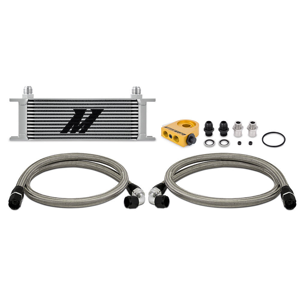 Mishimoto MMOC-U13TSL Universal Thermostatic Oil Cooler Kit 13-Row Silver  MMOC-U13TSL