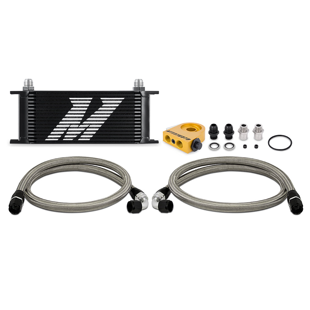 Mishimoto MMOC-U16TBK Universal Thermostatic Oil Cooler Kit 16-Row Black  MMOC-U16TBK
