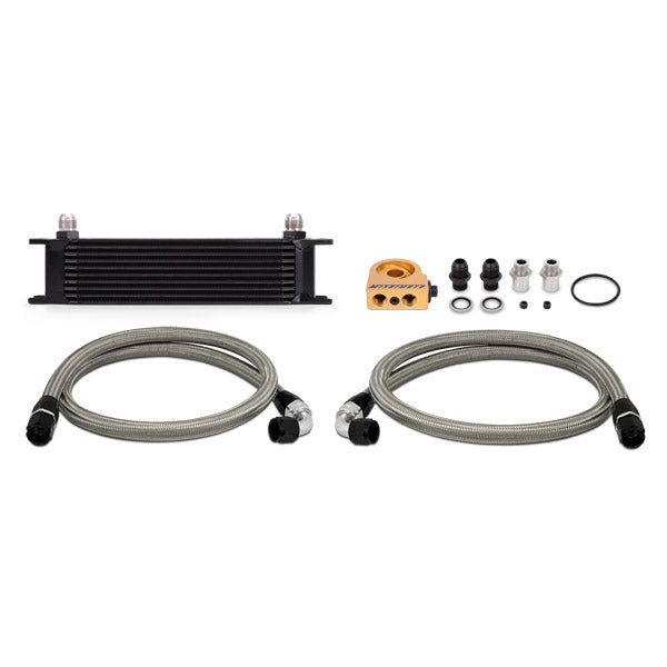Mishimoto MMOC-UTBK Universal Thermostatic 10 Row Oil Cooler Kit Black  MMOC-UTBK